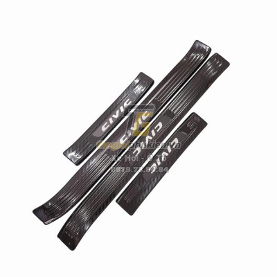 Bộ Ốp bậc cửa, Nẹp bước chân dành cho Honda Civic 2016-2019 vân Carbon