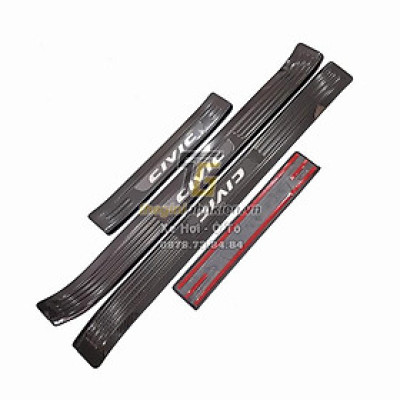 Bộ Ốp bậc cửa, Nẹp bước chân dành cho Honda Civic 2016-2019 vân Carbon