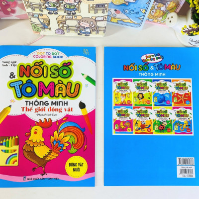 Sách - Combo 8 Cuốn: Nối số & Tô màu thông minh thế giới động vật - Song ngữ Việt Anh - ndbooks