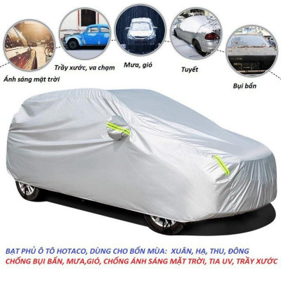 BẠT PHỦ Ô TÔ TRÁNG NHÔM - Chống nắng - Chống nóng - Chống mưa - Chống xước - kháng trộm gương xe