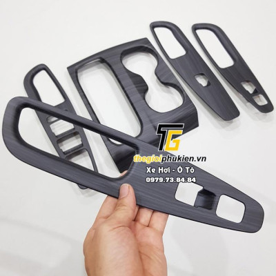 Ốp nội thất vân gỗ cho Hyundai Santafe 2019 Cao cấp - gỗ đen