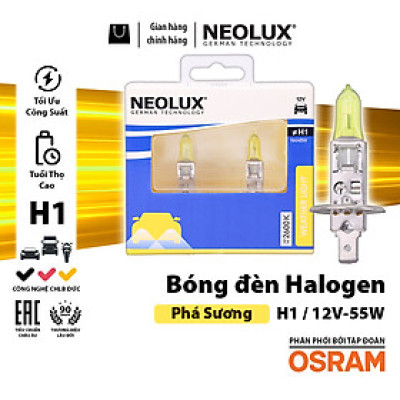 Combo 2 Bóng Đèn Halogen Phá Sương Mù OSRAM NEOLUX Dùng Cho Xe Ô Tô Xe Máy Chân H1 H4 H7 - Nhập Khẩu Chính Hãng