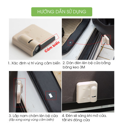 Đèn led chiếu hình (1 bộ), logo gắn cửa trang trí ô tô không dây, phụ kiện oto Tâm Luân