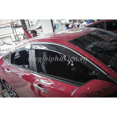 Bộ vè che mưa Honda Civic 2016-2019 chỉ mạ Crom cao cấp