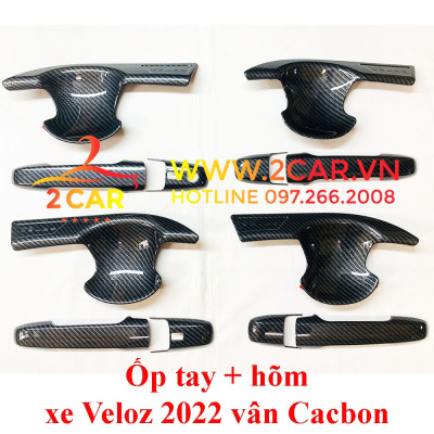 Ốp tay nắm, hõm cửa CARBON xe Toyota Veloz 2022 2023 vân cacbon cao cấp