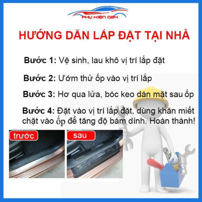 Bộ ốp bậc cửa trong ngoài nẹp bước chân Cerato 2014-2015-2016-2017-2018 vân Titan chống trầy trang trí xe