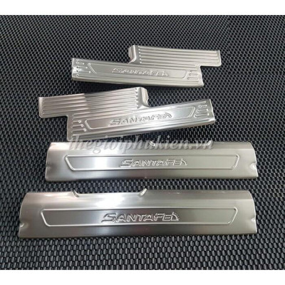 Bộ Ốp bậc, Nẹp bước chân dành cho Hyundai Santafe 2019 – Mẫu INOX