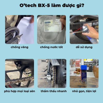 Chai xịt dưỡng sên, bôi trơn xích xe máy chống văng, chống rỉ sét BX5 (450 ml) Chain Lube - Hàng Chính Hãng O