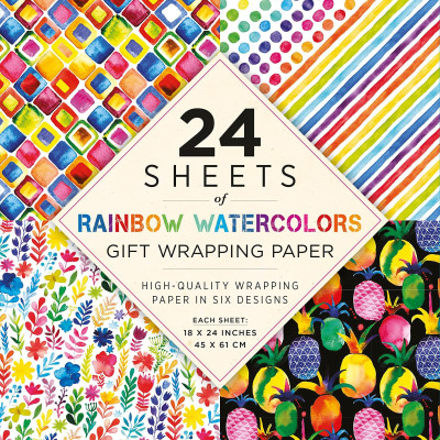 Rainbow Watercolors Gift Wrapping Paper - 24 Sheets: 18 x 24" (45 x 61 cm) Wrapping Paper