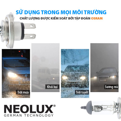 Combo 2 Bóng Đèn Halogen Tăng Sáng 150% OSRAM NEOLUX Dùng Cho Xe Ô Tô Xe Máy Chân H4 H7 - Nhập Khẩu Chính Hãng