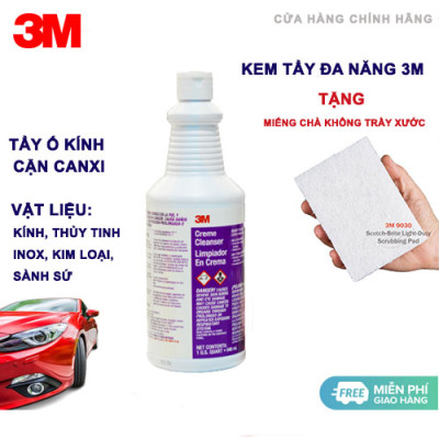 Kem Tẩy Ố, cặn Canxi, Mốc Kính Xe Hơi 3M- Tẩy sạch  inox, thép, các vật dụng nhà tắm Creme Cleanser Limpiador EnCrema  946ml