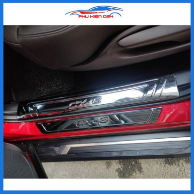 Bộ ốp bậc cửa trong ngoài nẹp bước chân Mazda CX8 vân Titan chống trầy trang trí xe