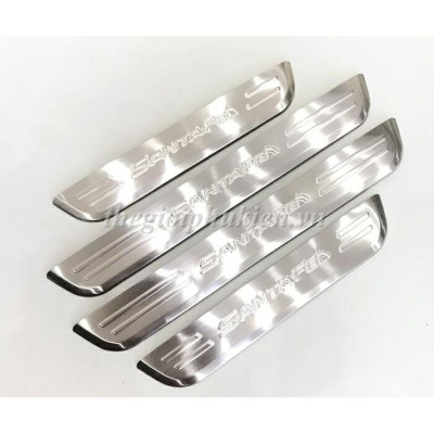 Bộ Ốp bậc, Nẹp bước chân dành cho Hyundai Santafe 2019 – Mẫu INOX