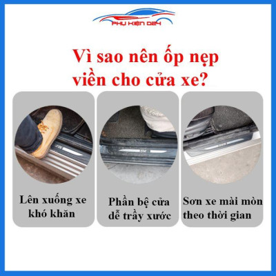 Bộ nẹp bước chân trong ngoài vân Cacbon xe Kona 2018-2019-2020 chống trầy làm đẹp ô tô