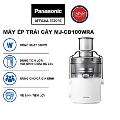 Máy ép trái cây Panasonic MJ-CB100WRA- Ép nhanh, nghiền kiệt với mâm xay 100% kim loại - Công suất 1000W- Dung tích 2.0L - Vệ sinh bằng máy rửa bát - Hàng chính hãng