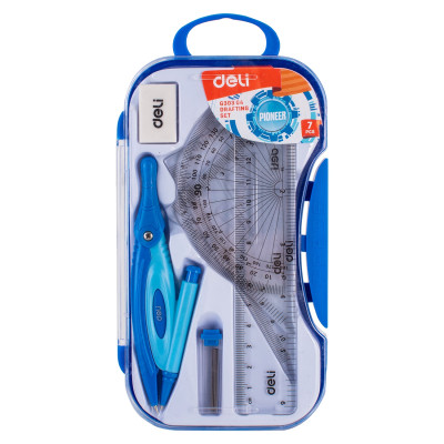 Bộ Compa Deli, Xanh/Hồng, Gồm 7 Dụng Cụ/Bộ - EG30304