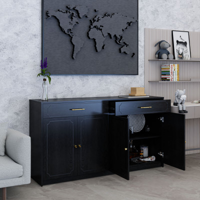 [Happy Home Furniture] NERIS, Tủ lưu trữ 4 cửa mở - 2 ngăn kéo, 160cm x 40cm x 86cm ( DxRxC), TCM_147