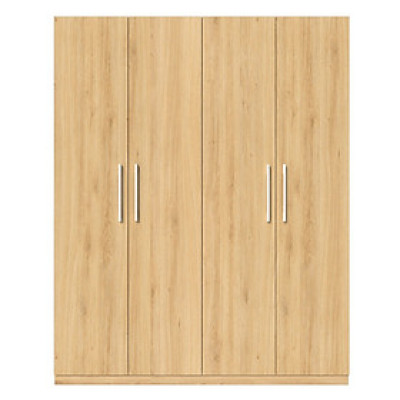 Tủ quần áo gỗ MDF Tundo 4 cánh 2 ngăn treo màu vàng sồi 180 x 55 x 220cm