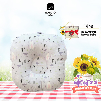 Gối chống trào ngược cho bé - Gối chữ C cao cấp nhập khẩu ROTOTO (Hồng họa tiết gấu)