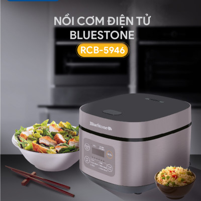 Nồi Cơm Điện Tử BlueStone RCB-5946 - Dung Tích 1,5 lít  - Công suất 860W - Lòng nồi phủ chống dính cao cấp an toàn sức khỏe - 6 chế độ cài đặt sẵn - Bảo hành 2 năm - Hàng chính hãng