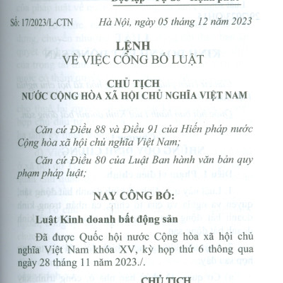 Luật Kinh Doanh Bất Động Sản (Có Hiệu Lực Thi Hành Từ Ngày 1/8/2024)