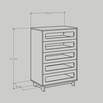 [Happy Home Furniture] MEYDAN, Tủ đựng đồ 5 ngăn kéo , 78cm x 45cm x 112cm ( DxRxC), THK_078