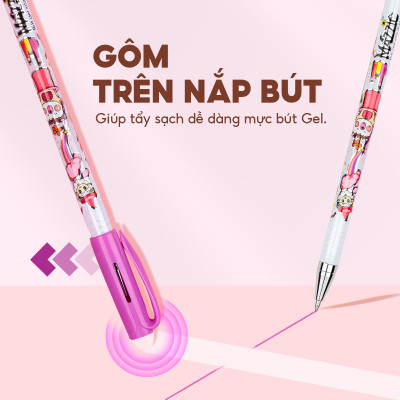 Combo 5/10/20 Bút Gel xóa được Thiên Long Mazzic TP-GELE01 ngòi 0.5mm mực xanh/đen/tím bút viết trơn mượt, có gôm trên nắp