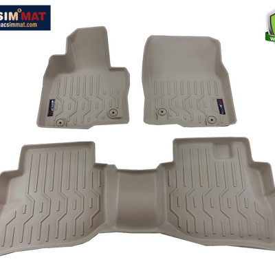 Thảm lót sàn xe ô tô Mazda CX8 Nhãn hiệu Macsim chất liệu nhựa TPV cao cấp màu be (FDW-179) - 3 hàng ghế