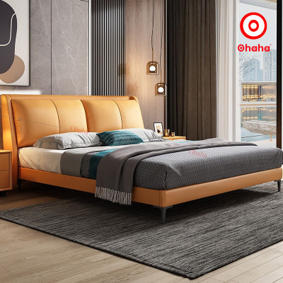 [Miễn phí vận chuyển & Lắp đặt] Giường ngủ bọc da cỡ lớn kết hợp gỗ cao cấp chống ẩm TẶNG kèm 2 tab đầu giường - GN024