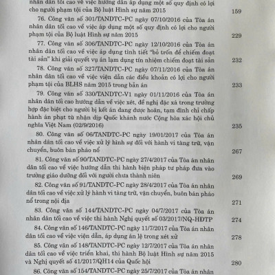 Hệ thống Công văn hướng dẫn nghiệp vụ của Tòa án nhân dân tối cao trong lĩnh vực Hình sự và Tố tụng Hình sự (từ năm 1987 đến năm 2023)