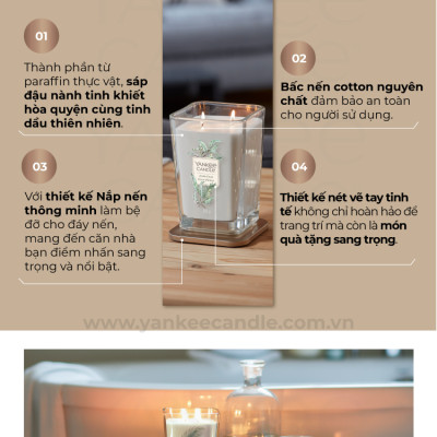 Nến ly vuông Elevation size L - Holiday Garland (552g)