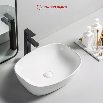 Lavabo đặt bàn TUSLO L008 gốm sứ tráng men Nano Ceramic kháng khuẩn - Hoa Sen Home - Hàng chính hãng