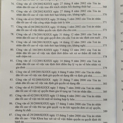 Tổng hợp công văn của Tòa án nhân dân tối cao, hướng dẫn nghiệp vụ, giải đáp vướng mắc trong lĩnh vực dân sự, tố tụng dân sự