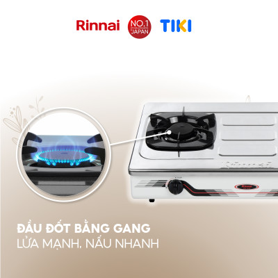 Bếp gas dương Rinnai RV-370(SM)N mặt bếp inox và kiềng bếp men - Hàng chính hãng.