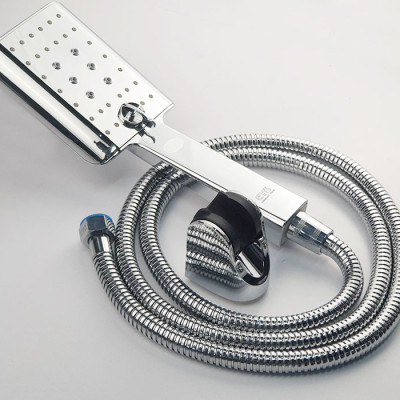 Bộ dây tay sen vuông 3 chế độ chảy chất liệu ABS mạ Chrome Eurolife EL-201SH (Trắng bạc)