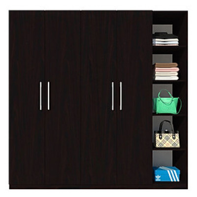 Tủ quần áo gỗ MDF Tundo 4 cánh 5 ngăn màu nâu đậm 220 x 55 x 220cm