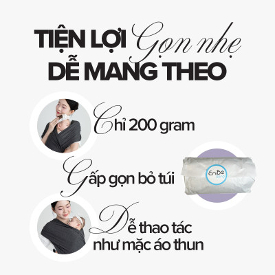 [Thiết Kế Mới - Màu Charcoal] Địu Vải Em Bé Sling Baby Sling Nova/Nova Plus Dễ Địu Êm Vai An Toàn Cho Bé 0–24 Tháng