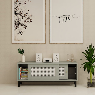 [Happy Home Furniture] ROTAN, Tủ lưu trữ 2 cánh lùa - chân sắt , 120cm x 30cm x 48cm ( DxRxC), TCL_031