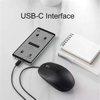 Chuột có dây Rapoo N100C | Kết nối USB Type-C hỗ trợ Macbook / Phone / Table | Bảo hành 24 tháng | Hàng Chính Hãng