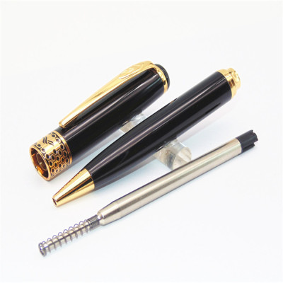 Bút Viết Bi Vỏ Kim Loại Sơn Đen Bóng Điểm Nhấn Mạ Vàng Baoer BP-68