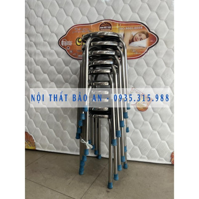 Bộ bàn ăn inox 1m2 kèm 10 ghế inox chân cao