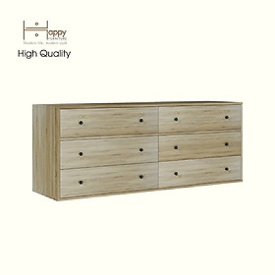 HAPPY FURNITURE , ZACY - Tủ lưu trữ 6 ngăn kéo , THK_209 , 160cm x 45cm x 63cm DxRxC, Sản phẩm phổ thông