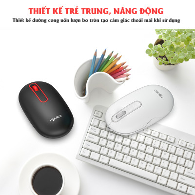 Chuột không dây HXSJ T15 wireless 2.4G tự sạc pin siêu mỏng không gây tiếng ồn chuyên dùng cho Máy tính, pc, Laptop, Tivi - Hàng chính hãng