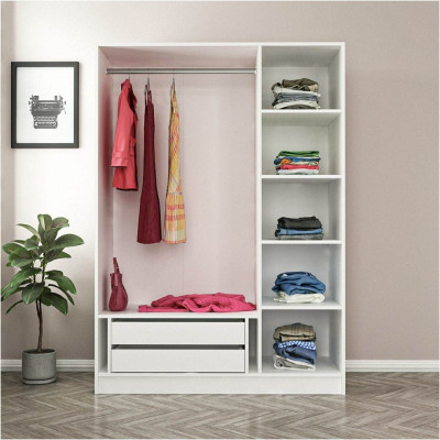 Tủ quần áo 3 cánh bằng gỗ tiện dụng SMLIFE Claireen