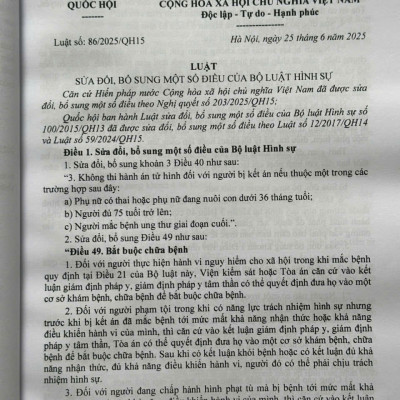 Sách Bộ Luật Hình Sự, Bộ Luật Tố Tụng Hình Sự sửa đổi, bổ sung năm 2025 (V2599T)