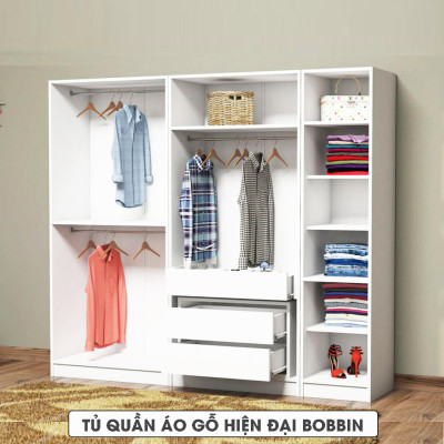 Tủ để quần áo gia đình bằng gỗ thiết kế đẹp SMLIFE Bobbin