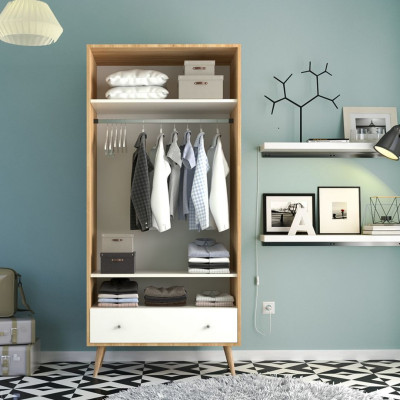 Tủ để quần áo bằng gỗ MDF có lớp vân gỗ xanh cao cấp SMLIFE Comissa