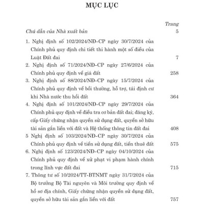 Các văn bản hướng dẫn thi hành Luật đất đai ( sửa đổi,bổ sung năm 2024)