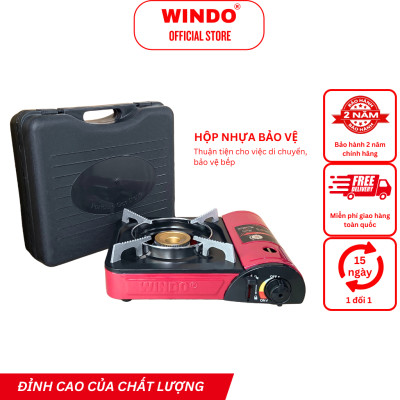 Bếp Gas Du Lịch (Bếp Gas Mini) WINDO - 166F | Bếp gas mini tiết kiệm gas có hộp nhựa bảo vệ - màu ngẩu nhiên- hàng chính hãng