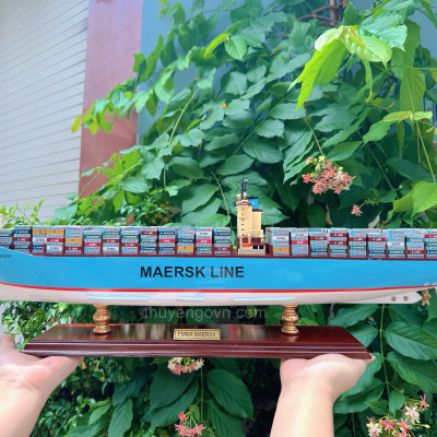 Mô Hình Thuyền Gỗ Trang Trí, tàu container, Thuyền Thương Mại EMMA MAERSK, thuyền chở hàng, hàng chính hãng